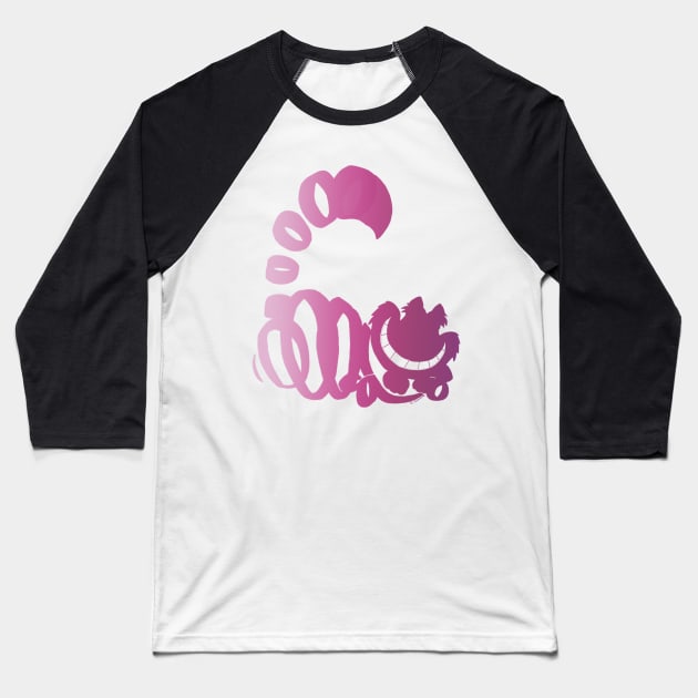 Cheshire Cat Ombre Silhouette Baseball T-Shirt by ijsw